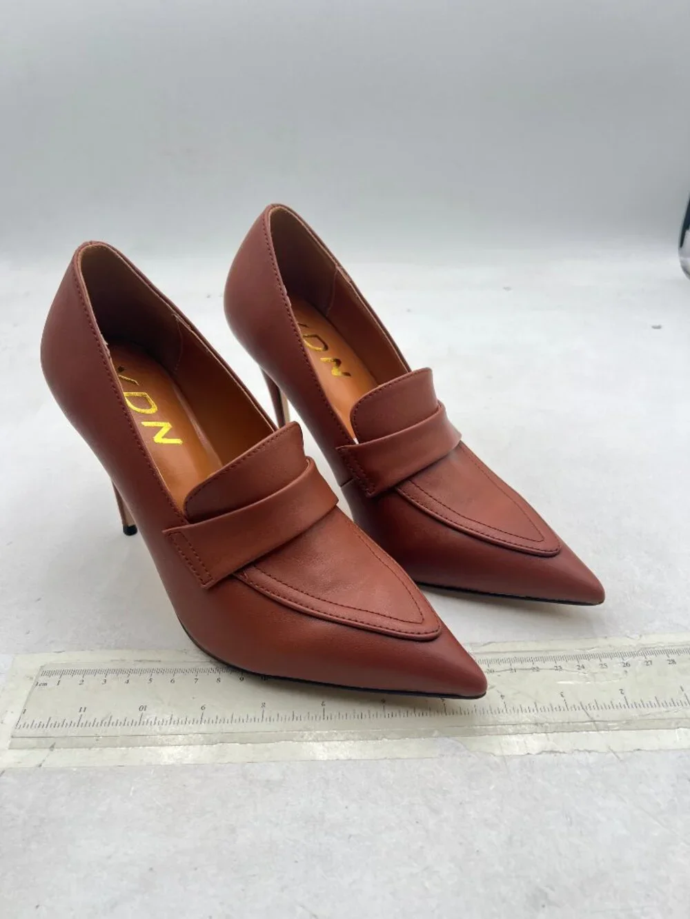 YDN Brown High Heel Pumps Slip on Pointed Toe Loafers All Season Office Shoes